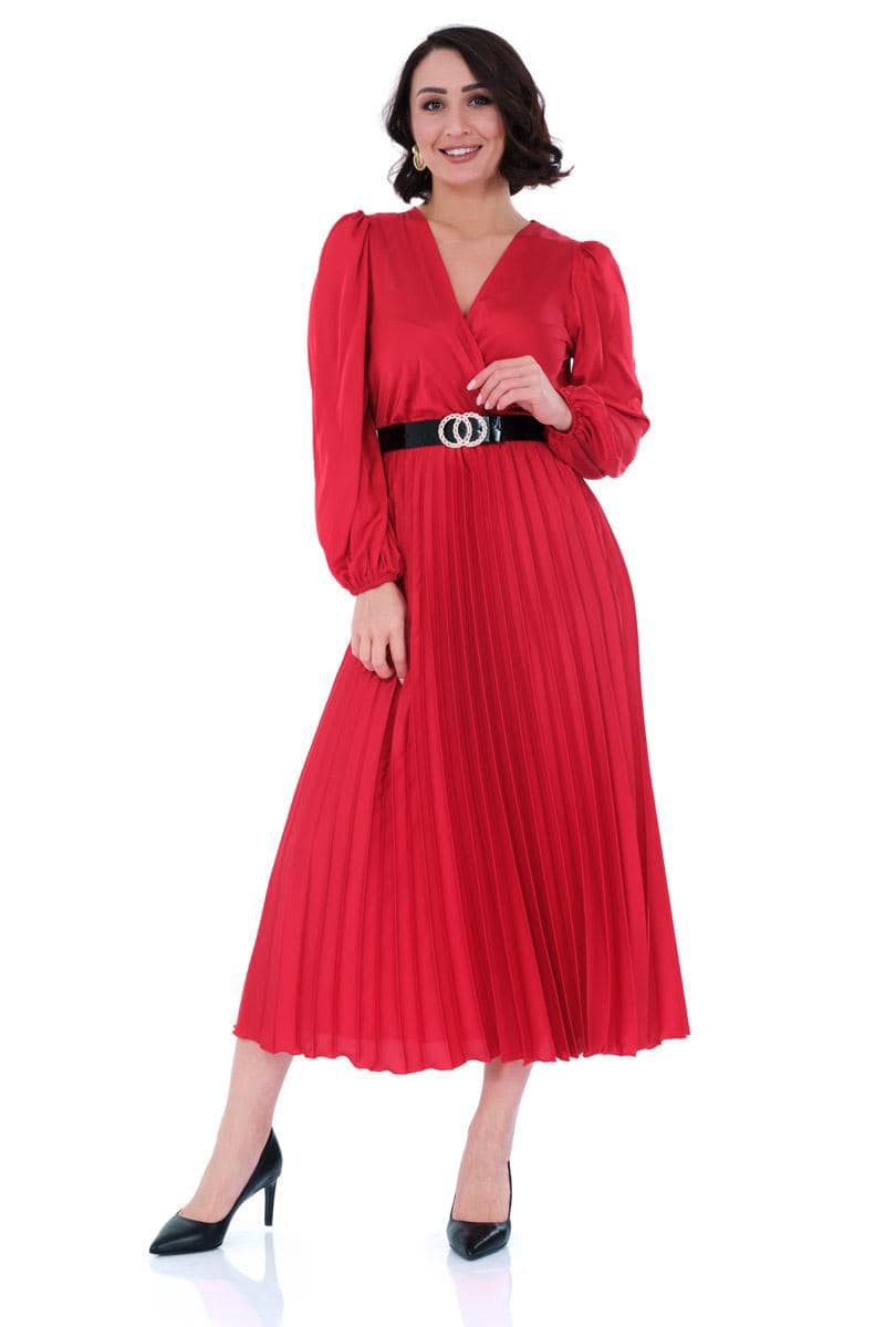 Rochie dama eleganta AMBBER cu maneca lunga si accesorizata cu curea