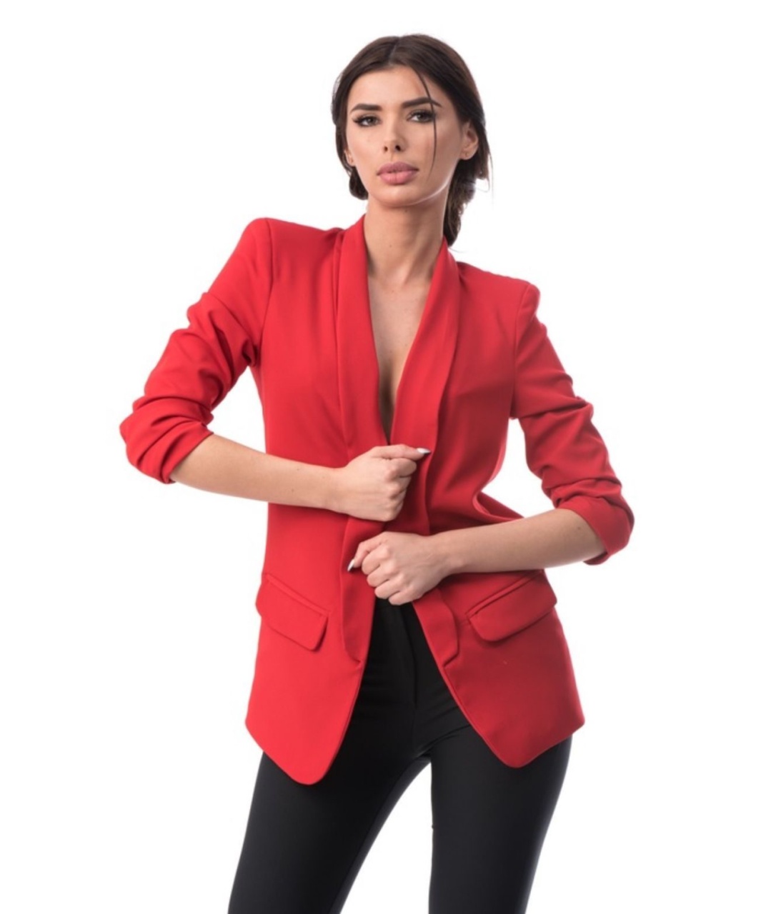 Sacou Dama Elegant Onesize Cambrat Rosu