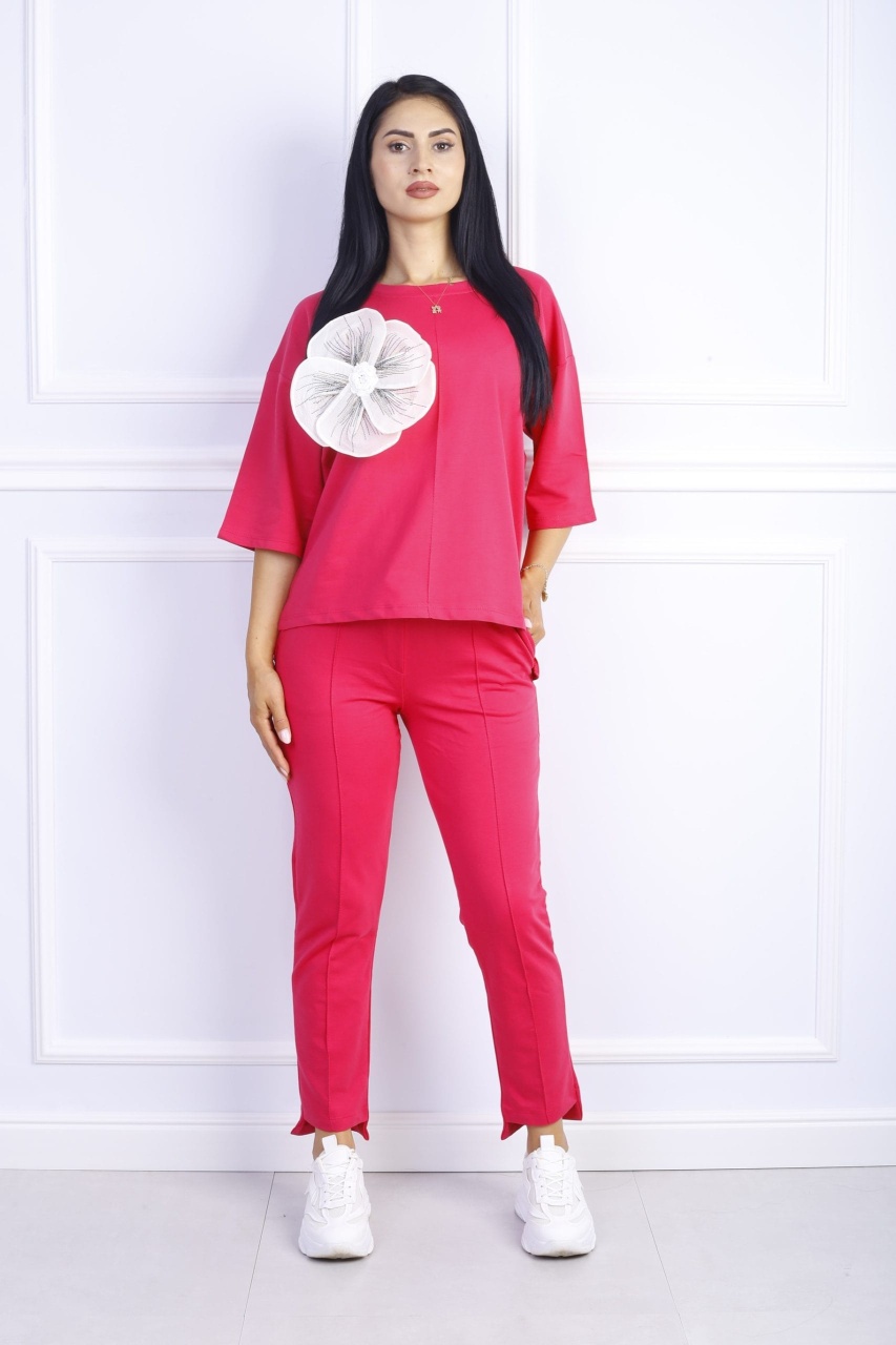 Compleu dama casual accesorizat cu floare
