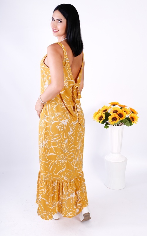 ONLY Rochie dama maxi cu imprimeu floral galben mustar - 1 | YEO