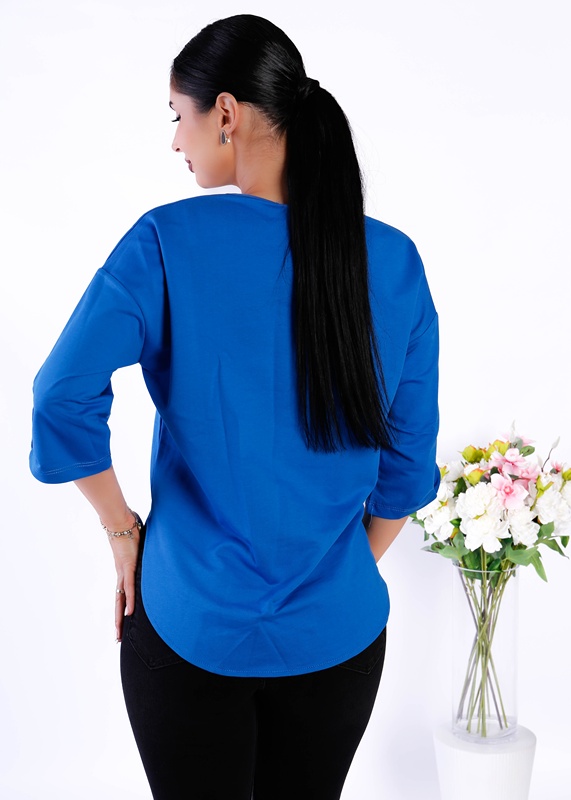 Bluza dama Irina oversize albastra - 2 | YEO