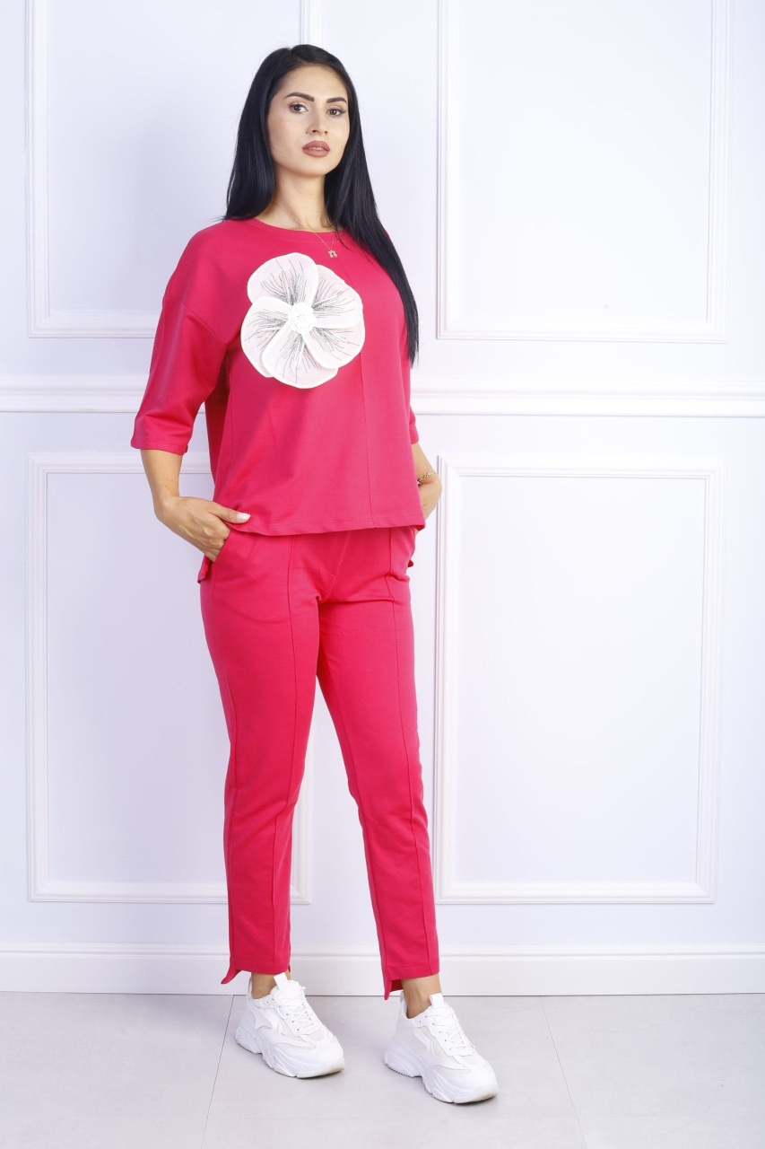 Compleu dama casual accesorizat cu floare - 1 | YEO
