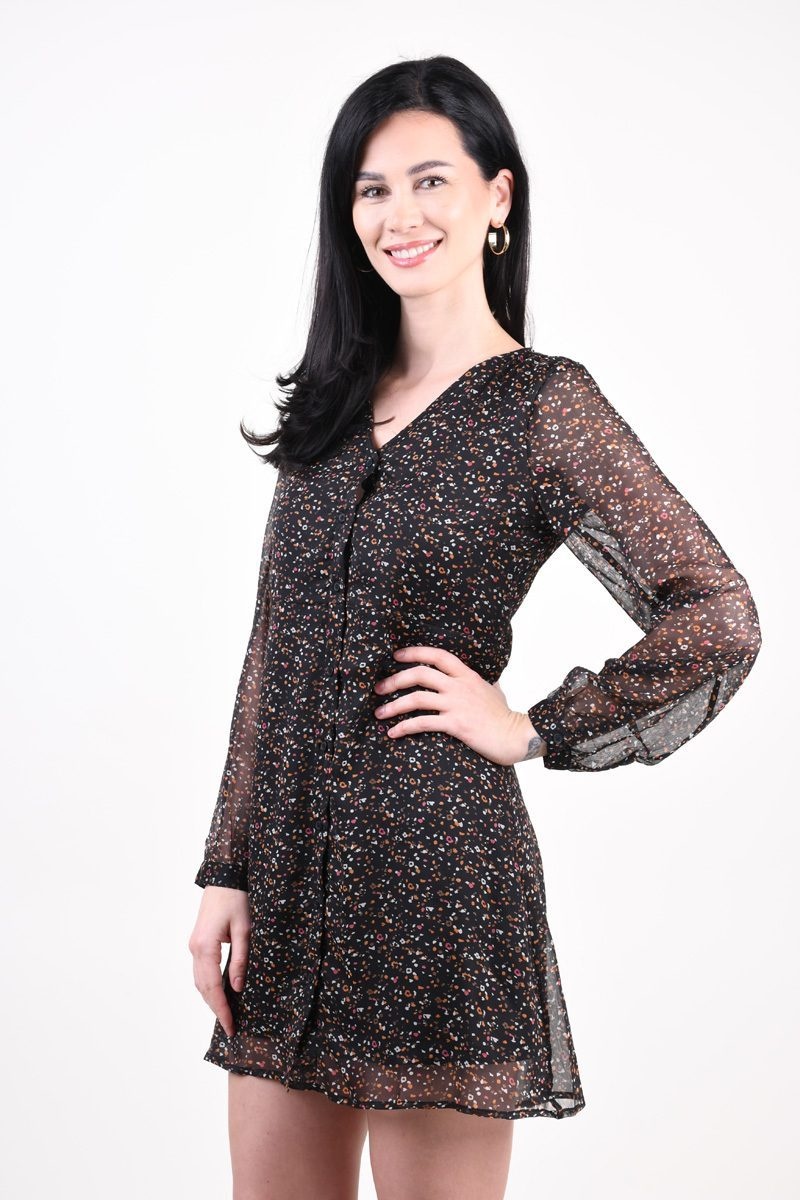 Rochie dama Only Riley scurta cu maneci lungi neagra