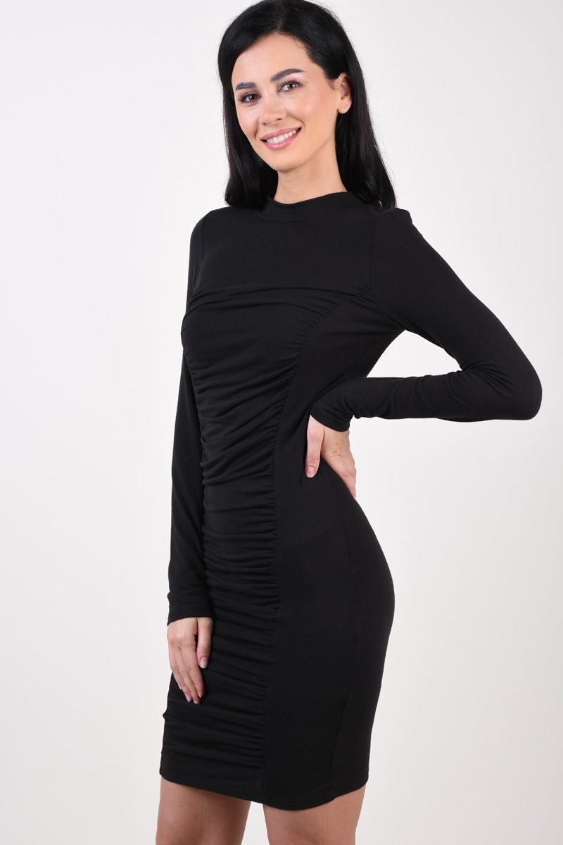 Rochie dama PIECES cu maneci lungi negru - 1 | YEO