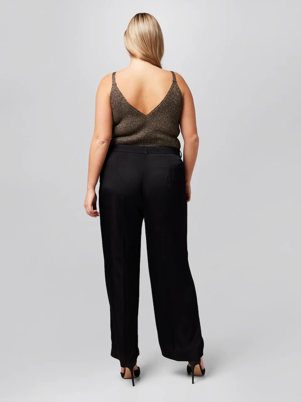 Pantaloni dama Largi cu dunga Maggie\'A LOT LESS pe Negru - 1 | YEO