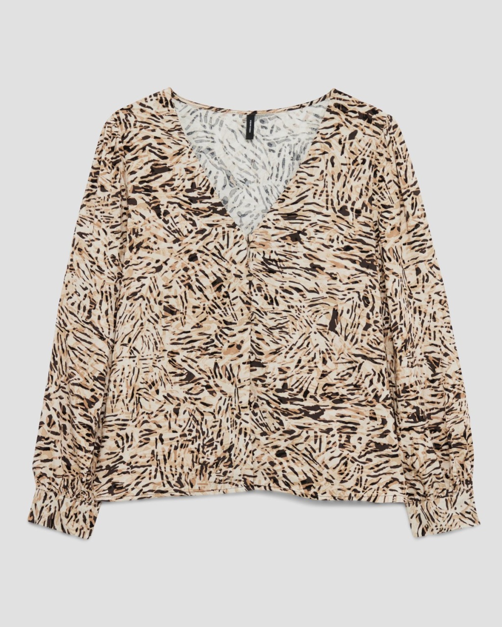 Bluza dama ELA bej cu imprimeu negru - 2 | YEO