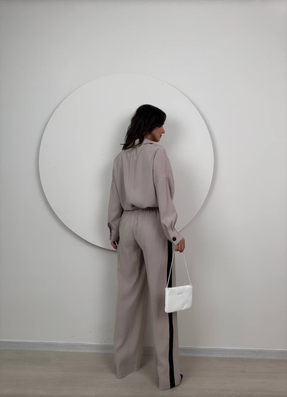Compleu casual damă Erika gri cu bluza lejeră și pantaloni comozi - 1 | YEO