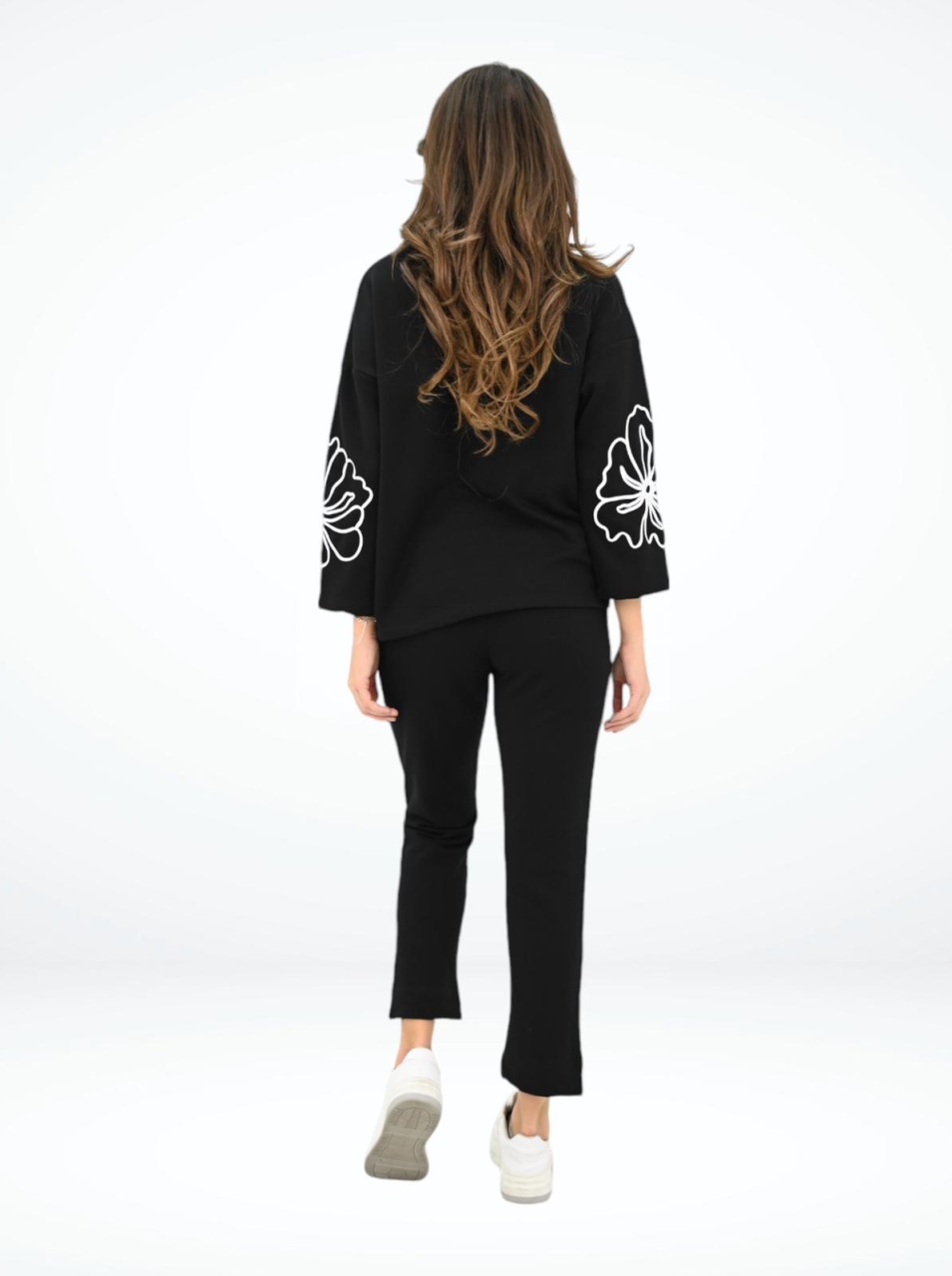 Compleu dama casual negru din material moale - 1 | YEO