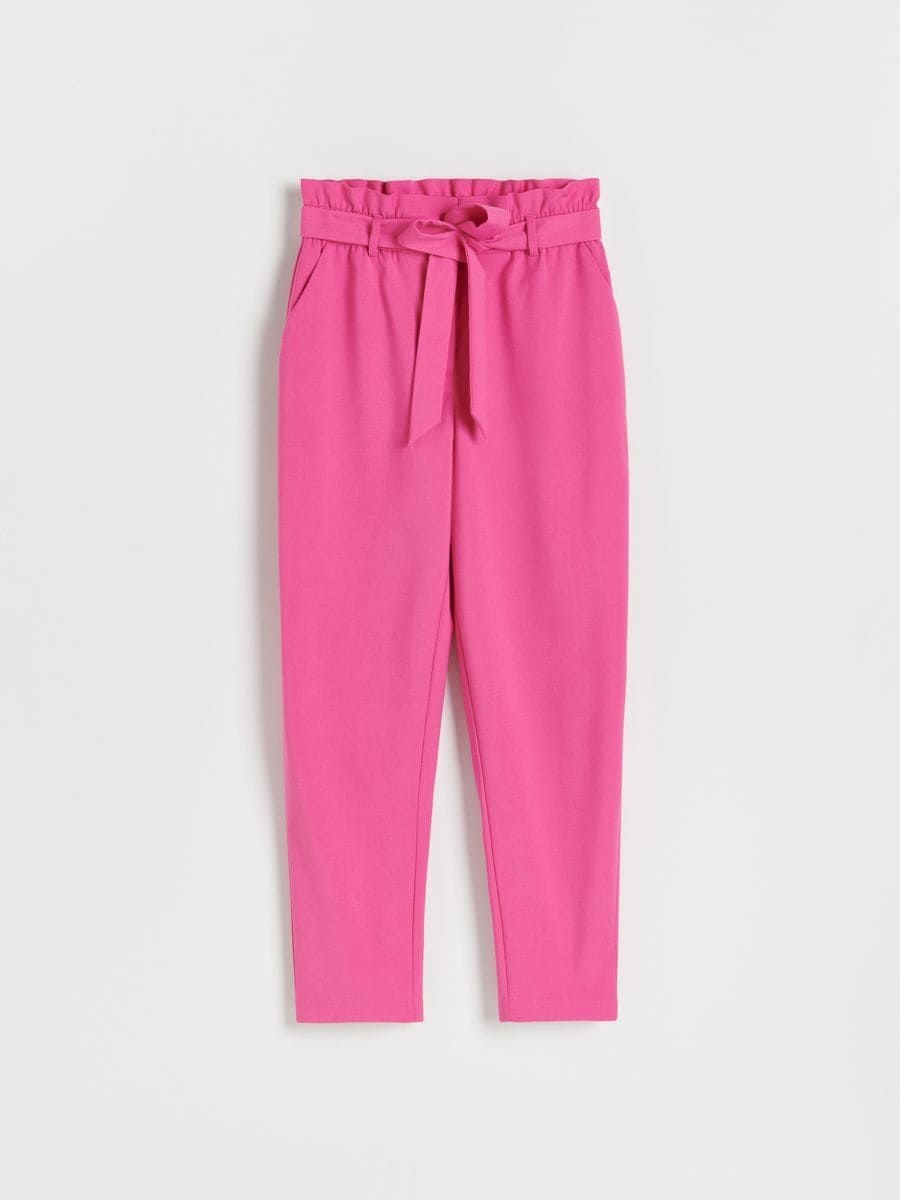 Pantaloni Dama Office Pieces Roz cu curea - 3 | YEO