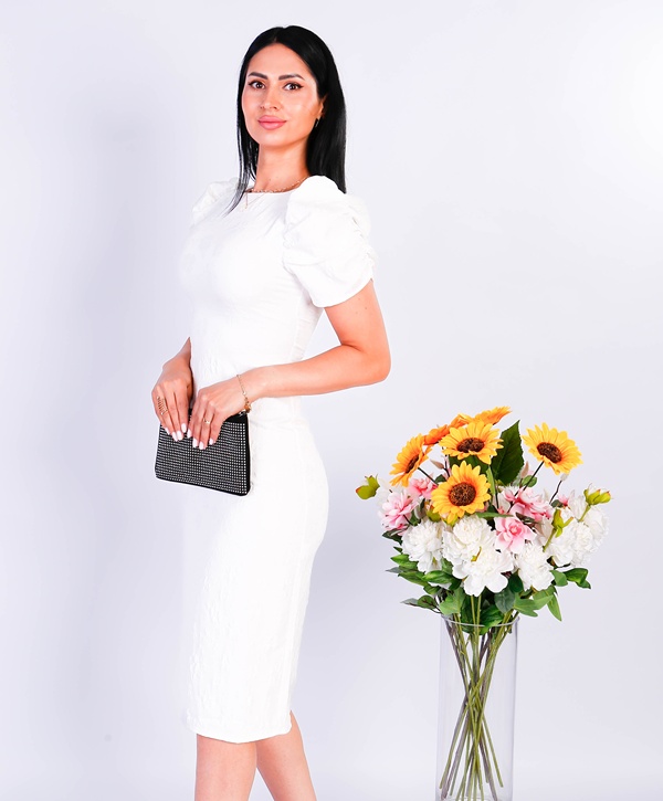Rochie CHLOE midi cu maneci bufante - 1 | YEO