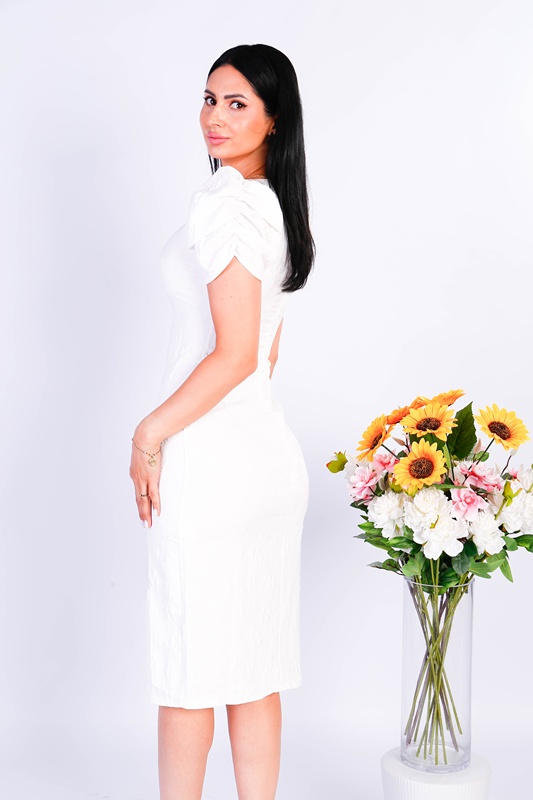 Rochie CHLOE midi cu maneci bufante - 2 | YEO