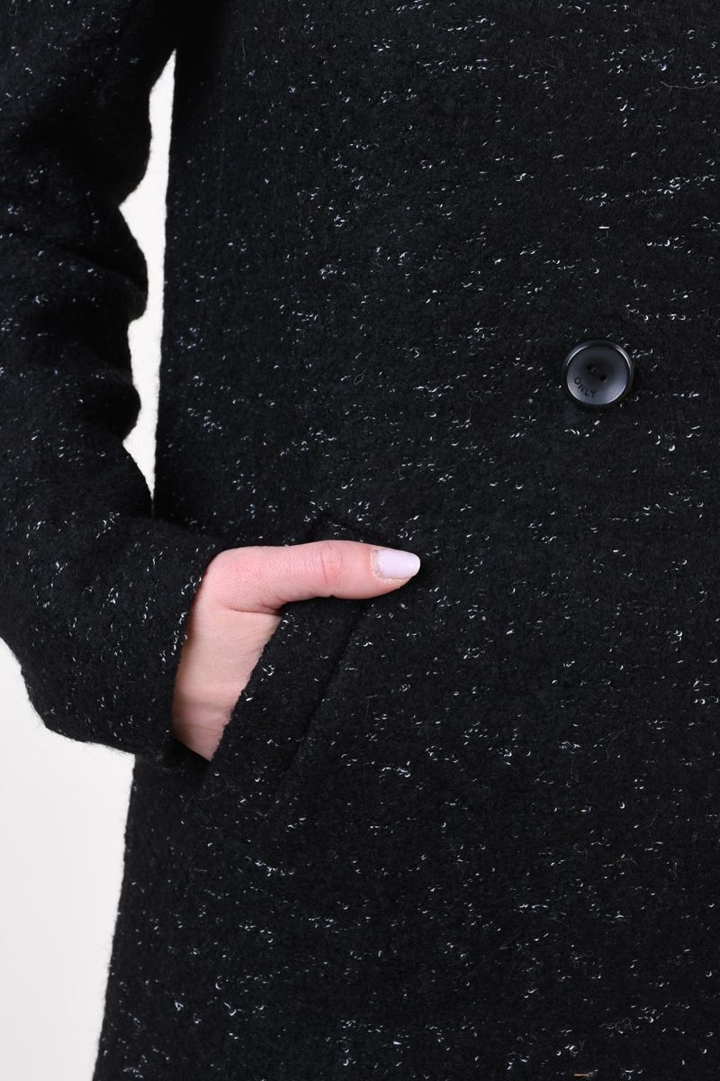 Palton dama ONLY negru din lana cu guler - 3 | YEO