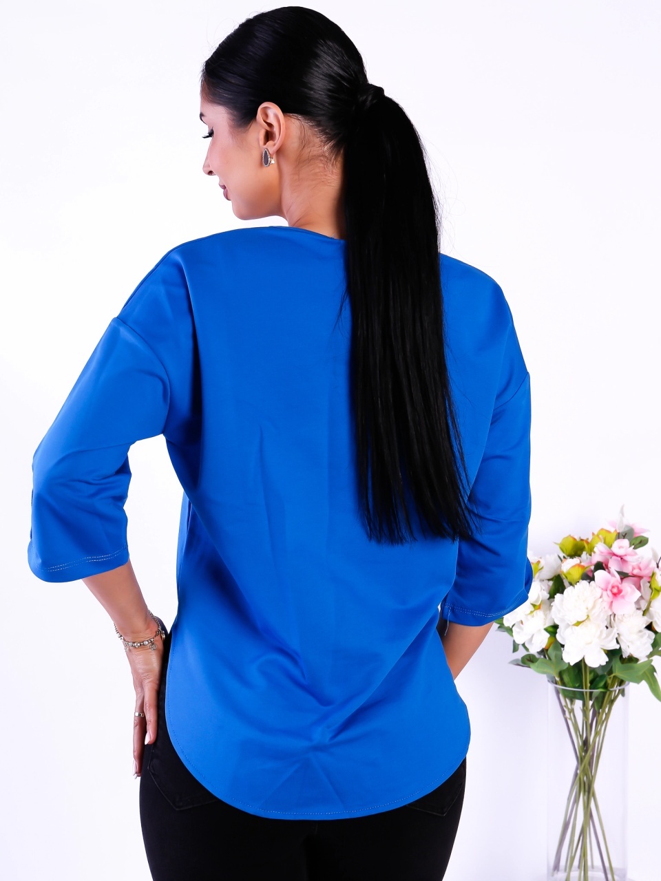 Bluza dama Irina oversize albastra - 1 | YEO