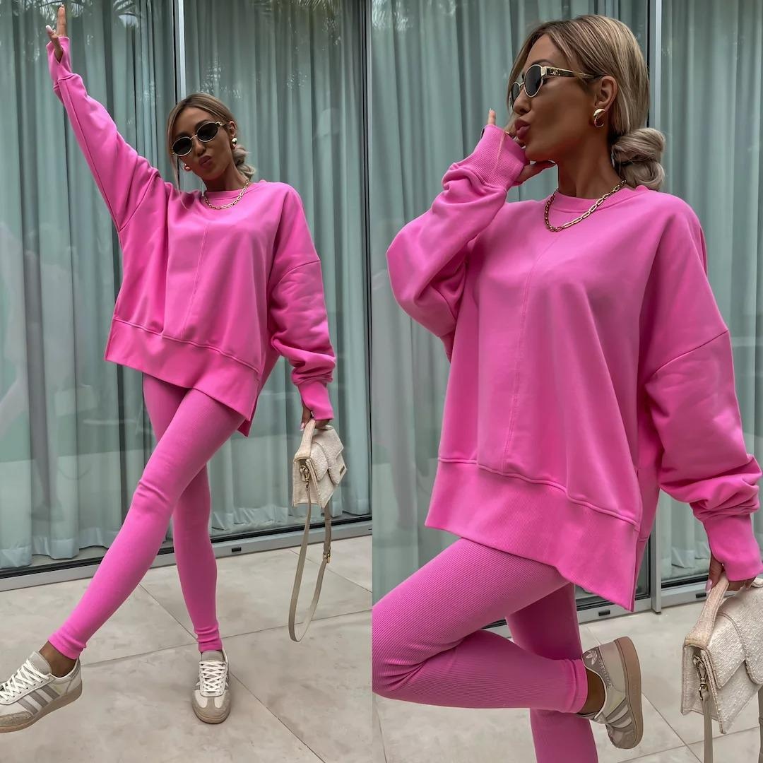 Compleu dama Oversize Bumbac Roz - 1 | YEO