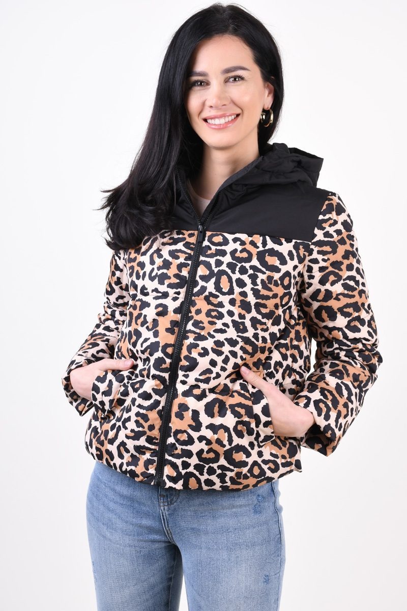 Geaca Dama Vila Maja Black/ Leo Print