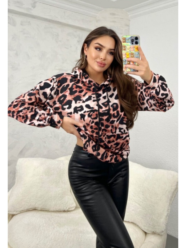 Hanorac dama cu gluga animal print