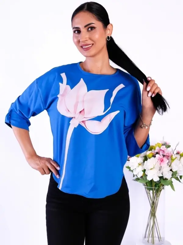 Bluză damă „Irina” oversize – confort modern într-o nuanță rafinată de albastru