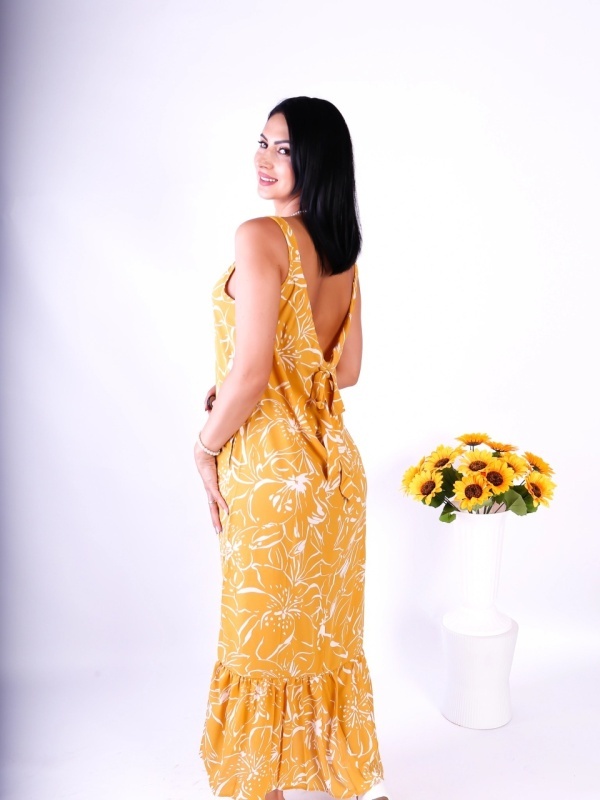 ONLY Rochie dama maxi cu imprimeu floral galben mustar
