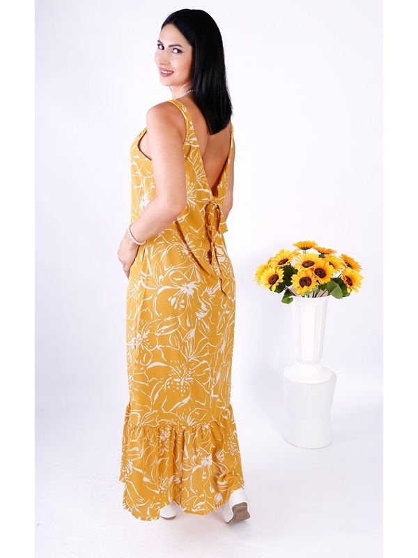 ONLY Rochie dama maxi cu imprimeu floral galben mustar