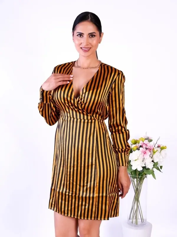 Pieces Rochie dama din satin cu maneca lunga