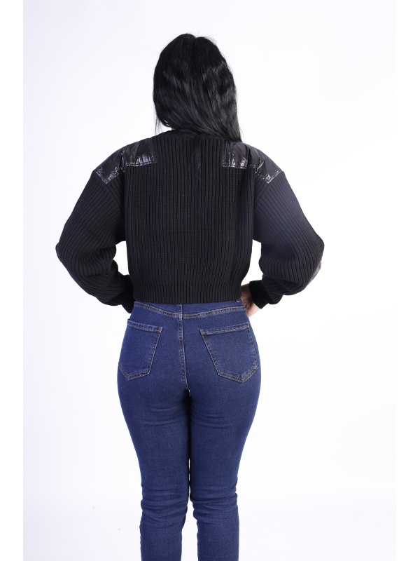 Bluza dama Edited cu inserti din piele ecologica