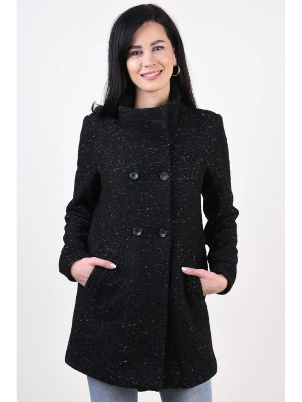 Palton dama ONLY negru din lana cu guler