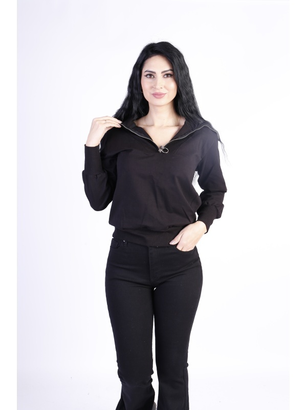 Bluza dama cu guler Neagra Kings&Clowns