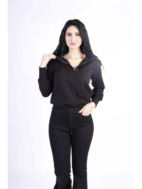 Bluza dama cu guler Neagra Kings&Clowns