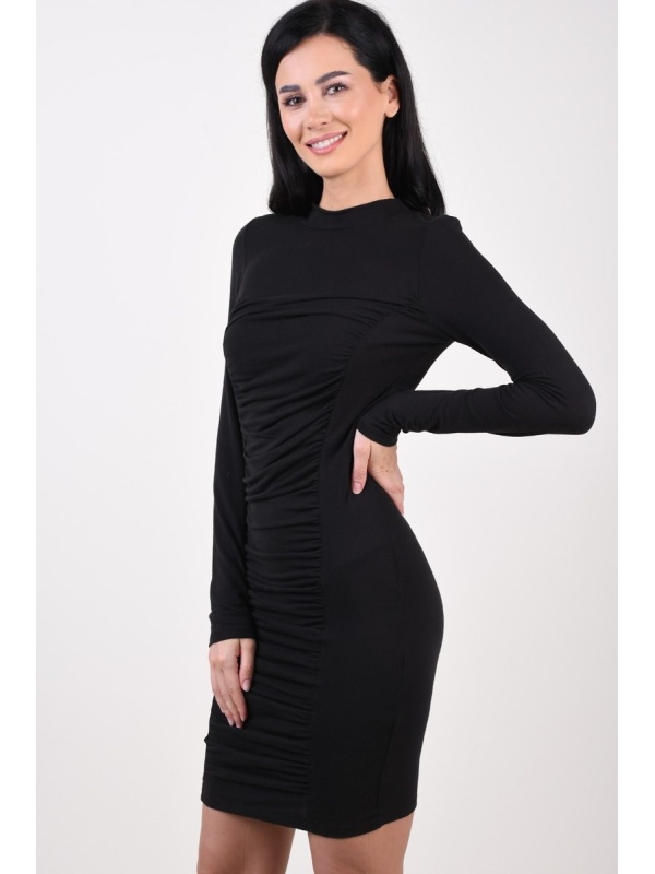 Rochie scurtă bleumarin cu mâneci lungi – elegantă și practică
