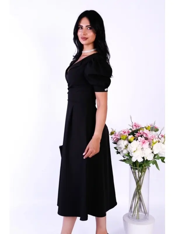 Rochie damă elegantă neagră Gabriela – croi clasic pentru ocazii speciale