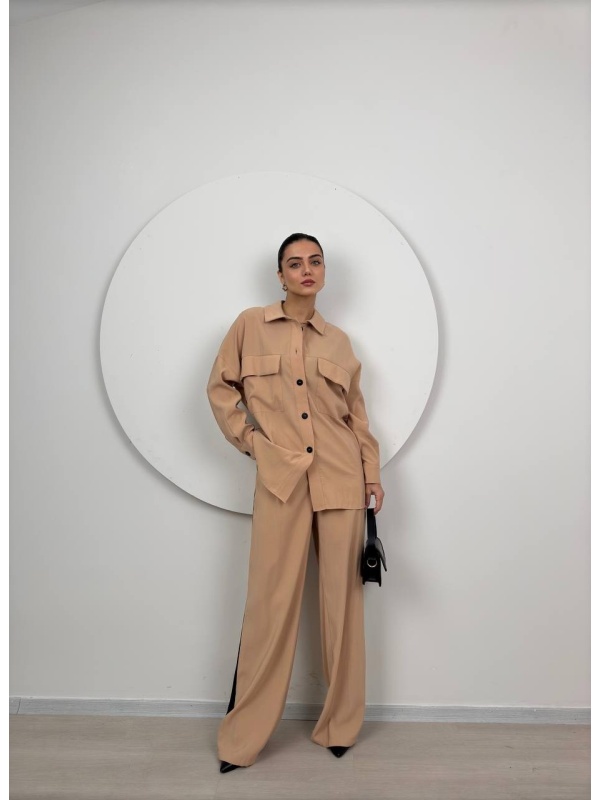 Compleu casual damă Erika maro cu bluza lejeră și pantaloni comozi