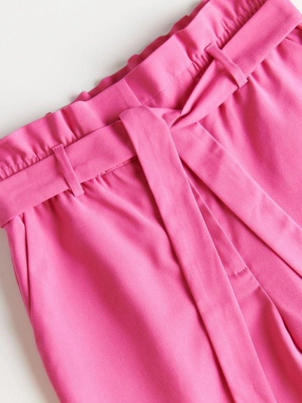 Pantaloni Dama Office Pieces Roz cu curea - Img 3