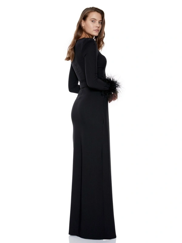 Rochie dama eleganta CARLA accesorizata la maneci si bus