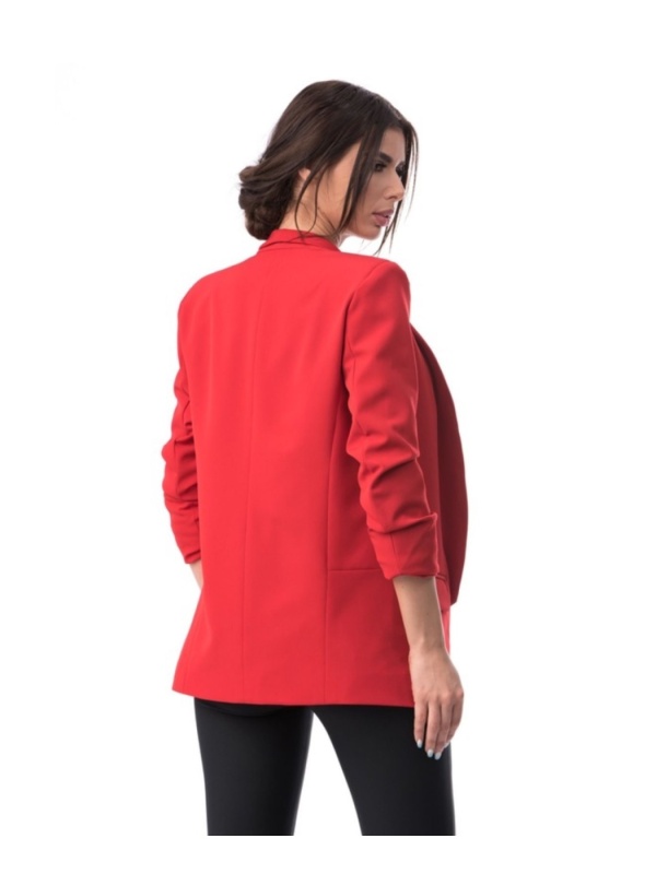 Sacou damă elegant One‑size, croi cambrat – rosu, fără nasturi