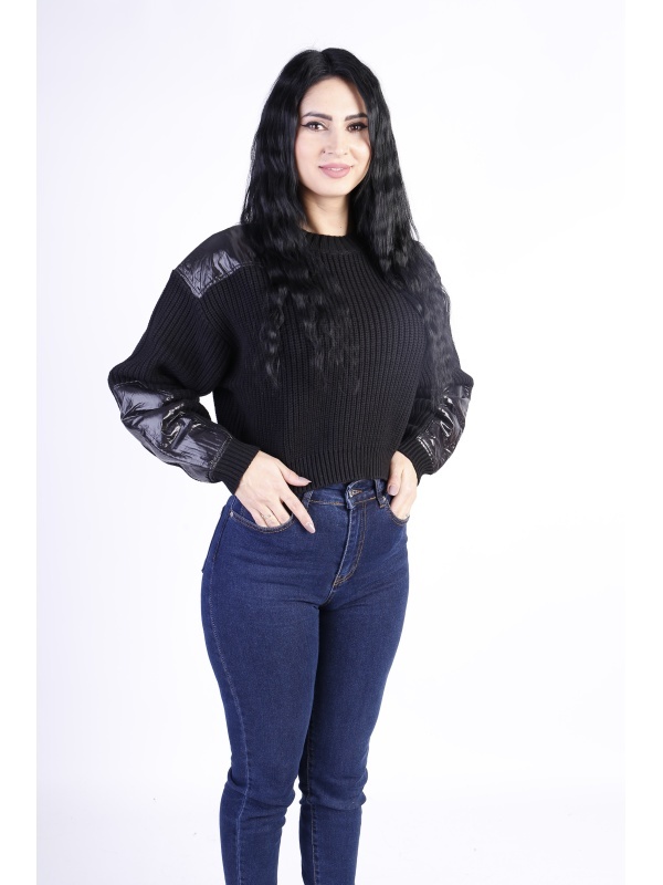 Bluza dama Edited cu inserti din piele ecologica