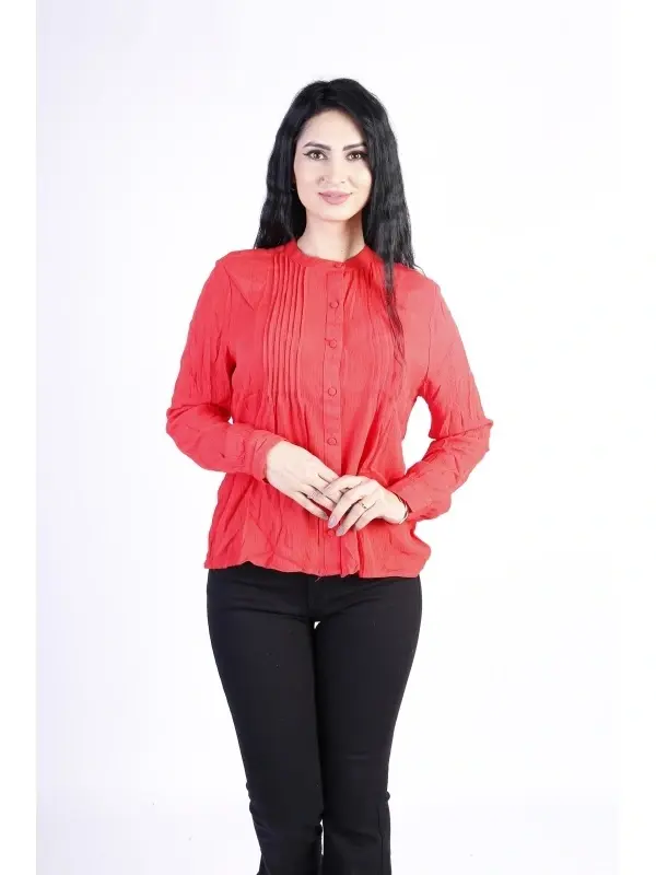 Bluza dama ICHI cu butoni falsi rosu