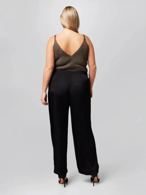 Pantaloni dama Largi cu dunga Maggie'A LOT LESS pe Negru - Img 2