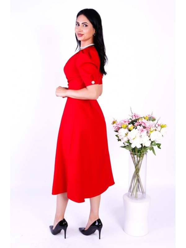  Rochie Eleganta Midi Gabriela rosie pentru petreceri, nunți sau evenimente speciale