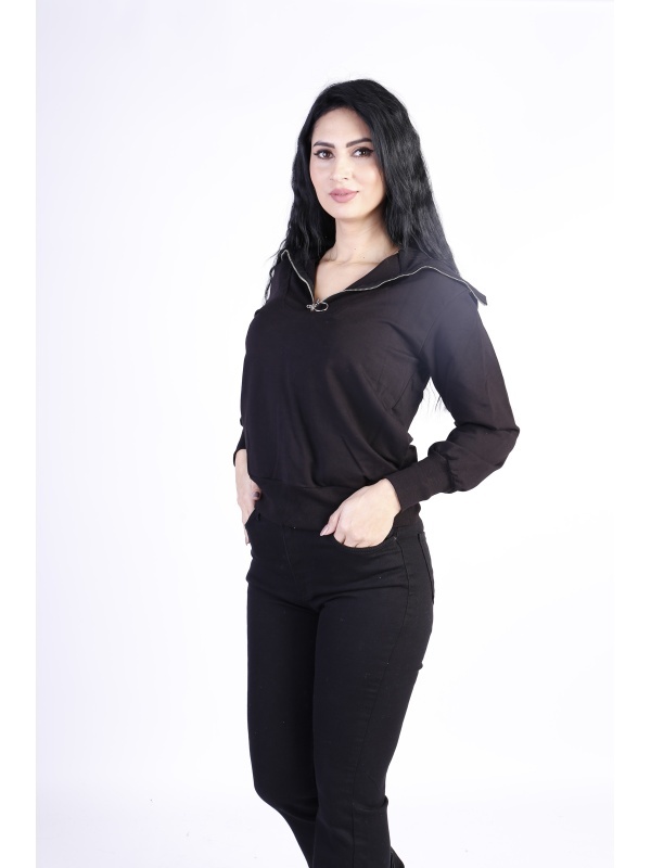 Bluza dama cu guler Neagra Kings&Clowns