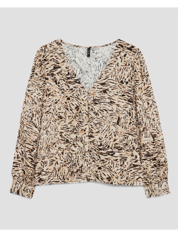 Bluza dama ELA bej cu imprimeu negru