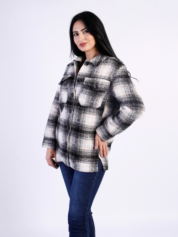 Jachetă damă casual cu carouri alb-negru - Img 3