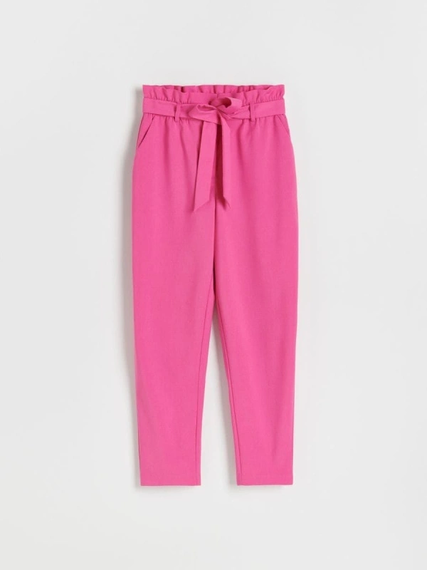 Pantaloni Dama Office Pieces Roz cu curea - Img 4