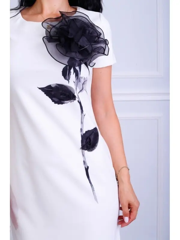 Rochie dama casual accesorizata cu floare - stil si confort - Img 4