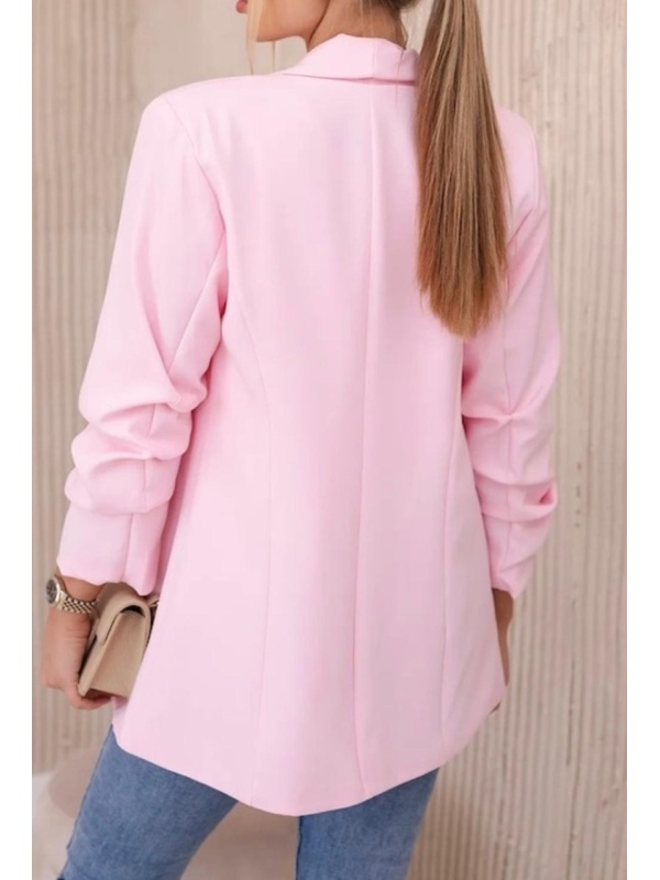 Sacou damă elegant One‑size, croi cambrat – roz pal, fără nasturi