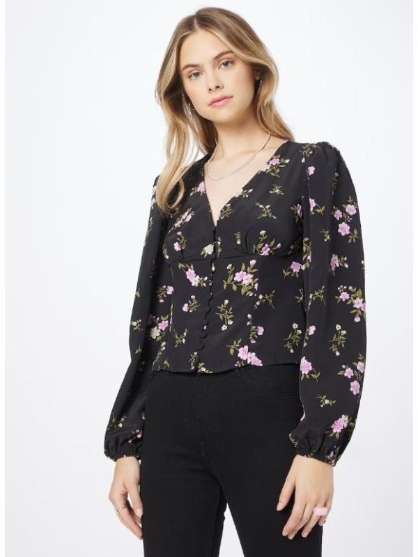 Bluza dama Oasis cu imprimeu floral negru