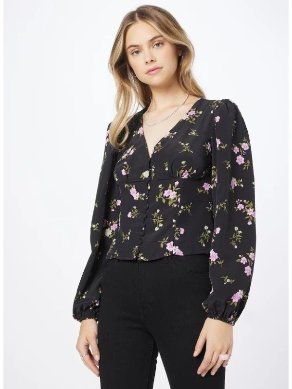 Bluza dama Oasis cu imprimeu floral negru