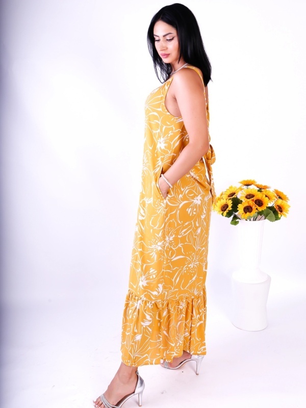 ONLY Rochie dama maxi cu imprimeu floral galben mustar