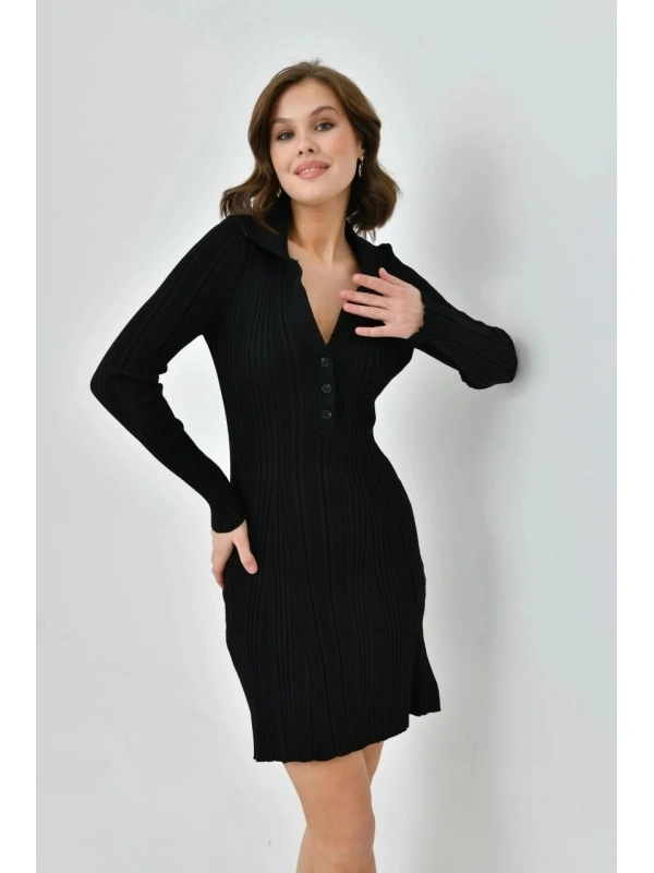 Rochie dama mini din tricot cu decolteu
