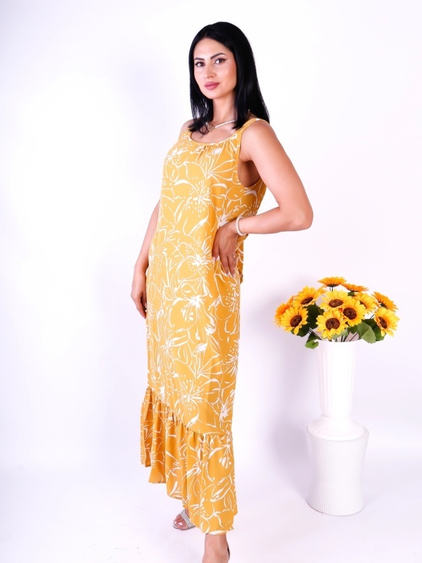 ONLY Rochie dama maxi cu imprimeu floral galben mustar