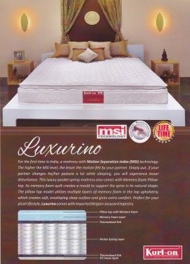 KURLON LUXURINO 6 2 POCKET SPRING WITH PILLOW TOP MEMORY FOAM MATTRESS WITH LIFETIME WARRANTY KURLON MATTRESS IN AHMEDABAD